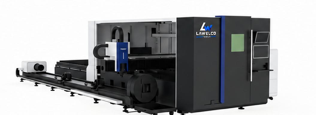 Lawelco MK-CT – teilgeschlossene Faserlaser-Schneidmaschine für Blech und Rohr